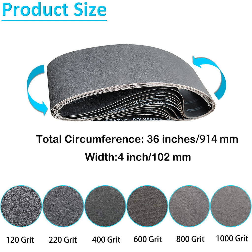 4 x 36 Inch Silicon Carbide Sanding Belts 6 Pack E302886