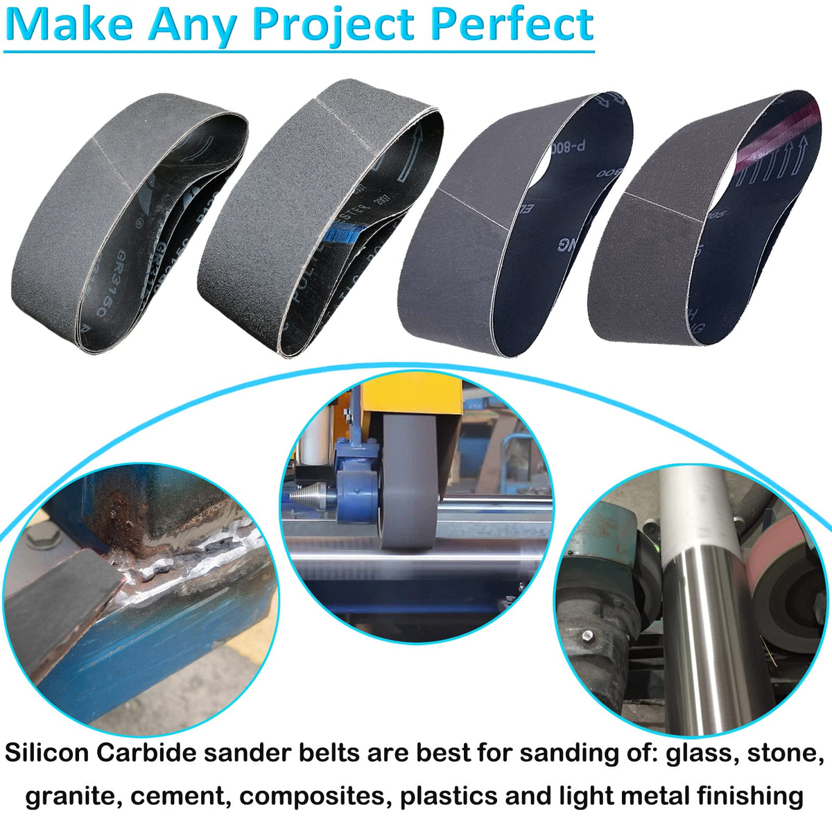 4 x 36 Inch Silicon Carbide Sanding Belts 6 Pack E302886