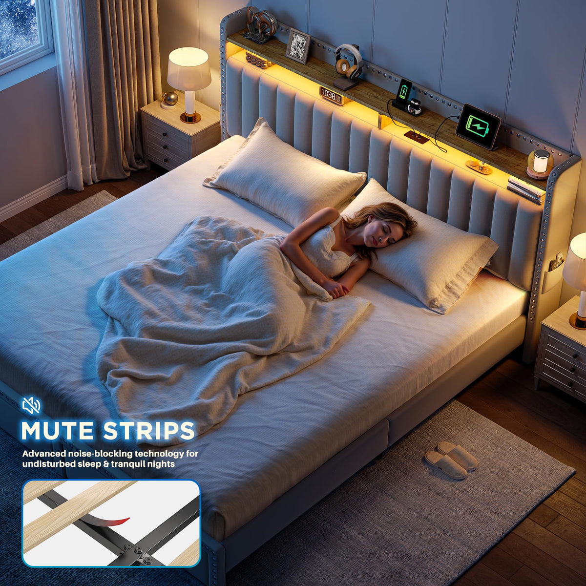 Queen Size Bed Frame with 2 Drawers B755520