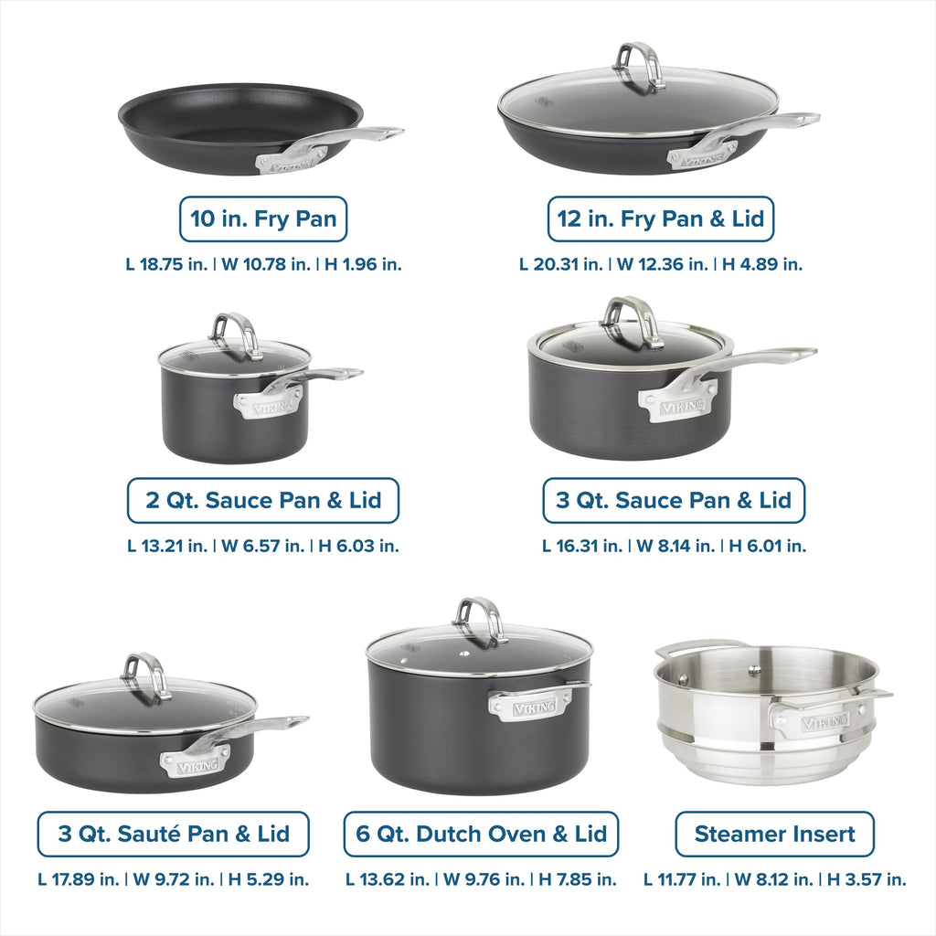 12 Piece Non Stick Hard Anodized Cookware Set with Glass Lids W482474