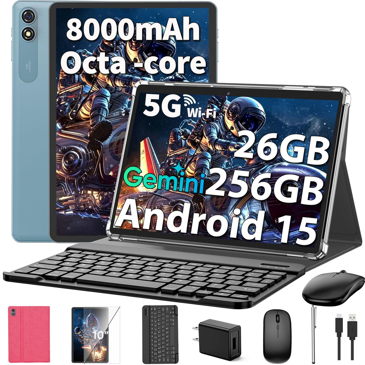 Android 15 Tablet 10 Inch with Keyboard 24GB+256GB+2TB Expand K3109