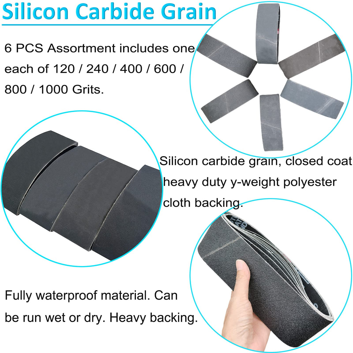 4 x 36 Inch Silicon Carbide Sanding Belts 6 Pack E302886