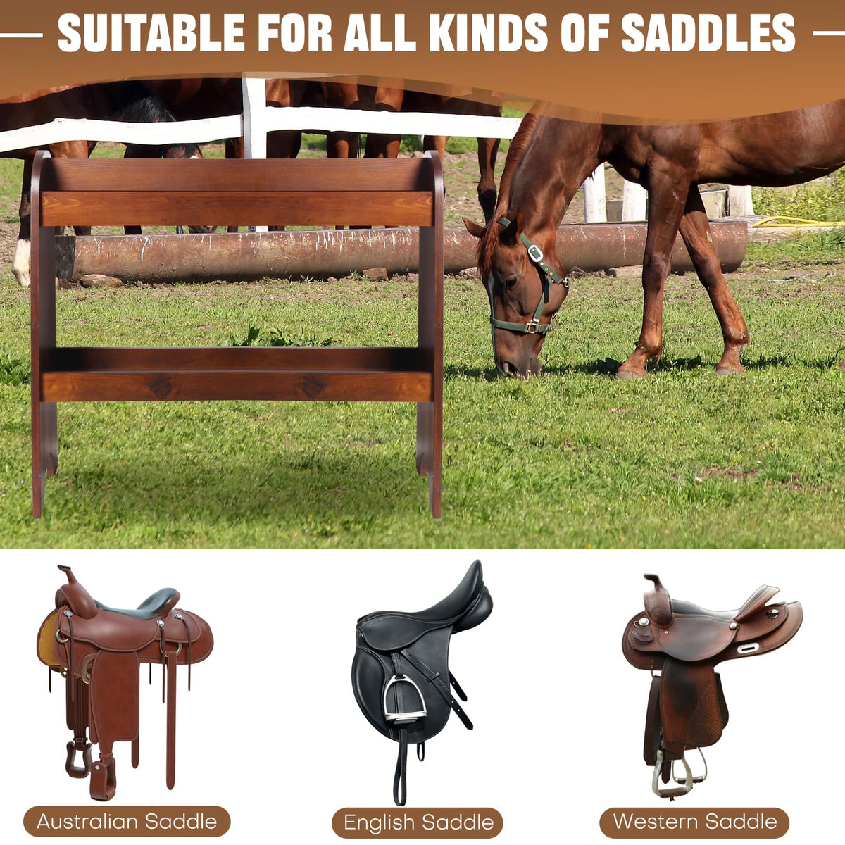 Solid Wood Saddle Rack K819