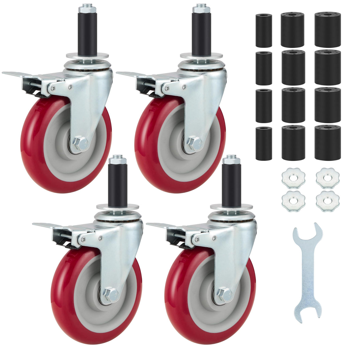 5 Inch Caster Wheels Set of 4 with Brake V8337
