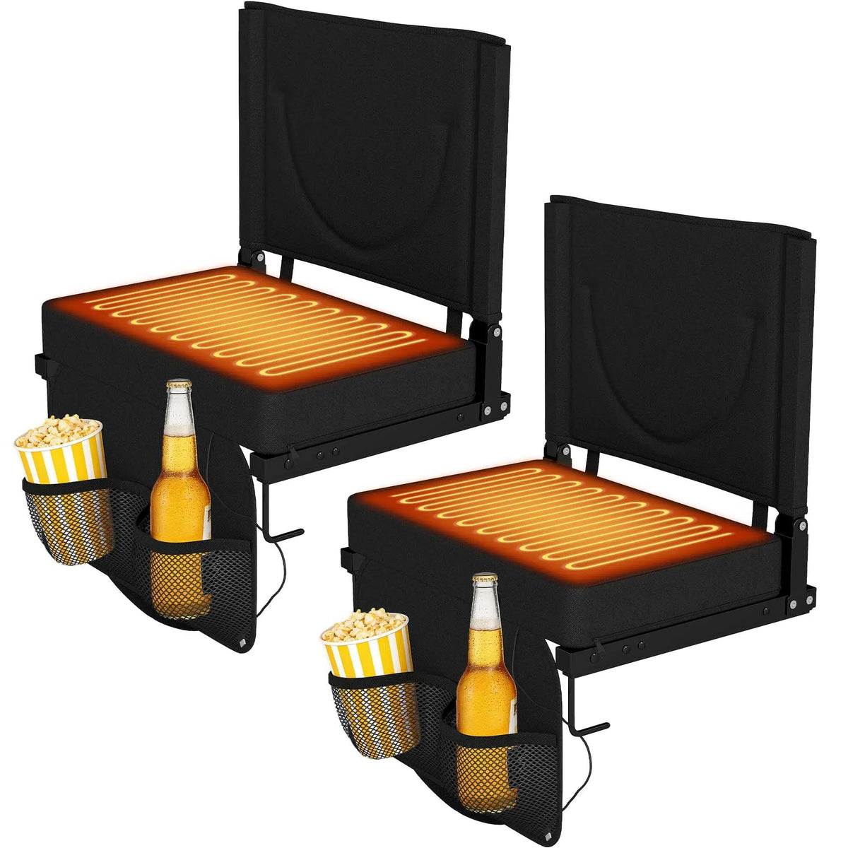 Black Heated Folding Stadium Seat L457290