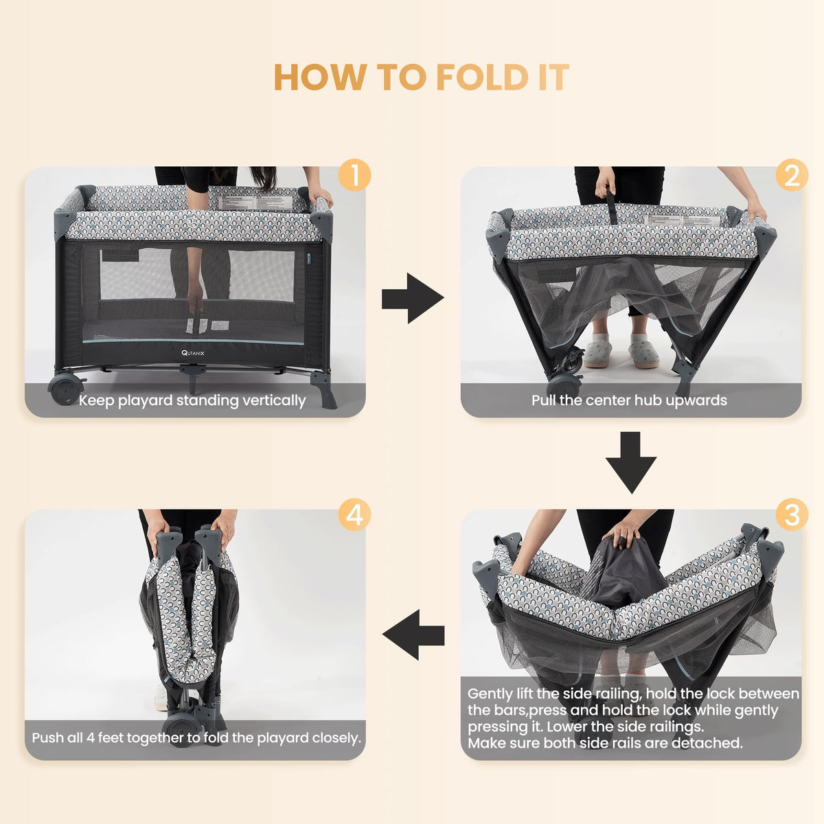 5 in 1 Foldable Baby Crib Playpen Y6106