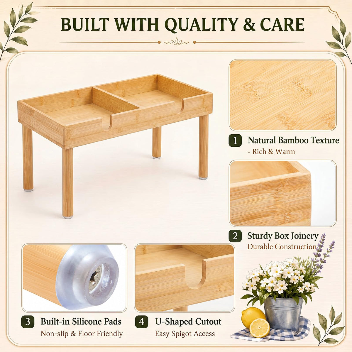 Bamboo Drink Dispenser Stand S99866