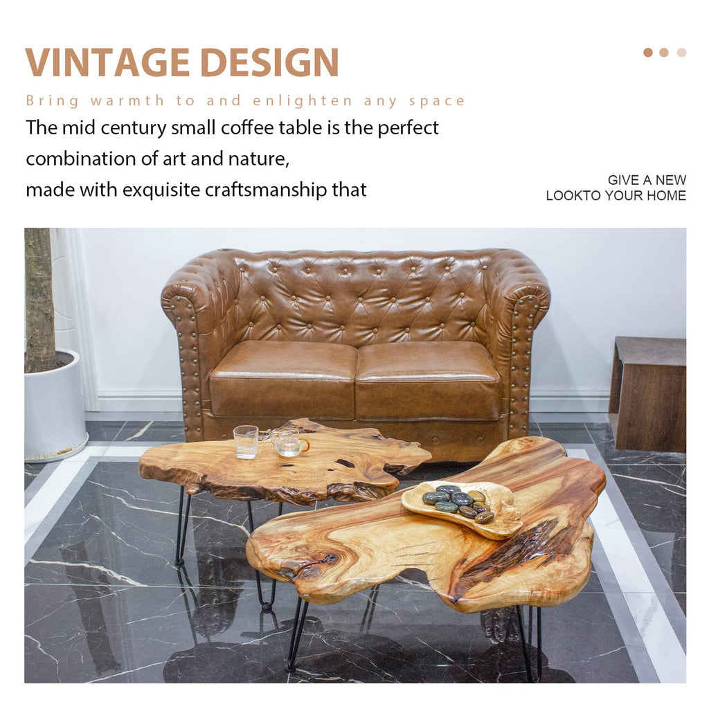 Natural Wood Coffee Table with Metal Hairpin Legs J502772