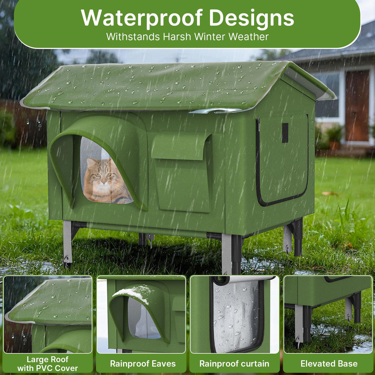 24" Heated Cat House with Escape Door N335721