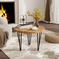 Round Elm Wood Nesting Coffee Table with Metal Legs C815
