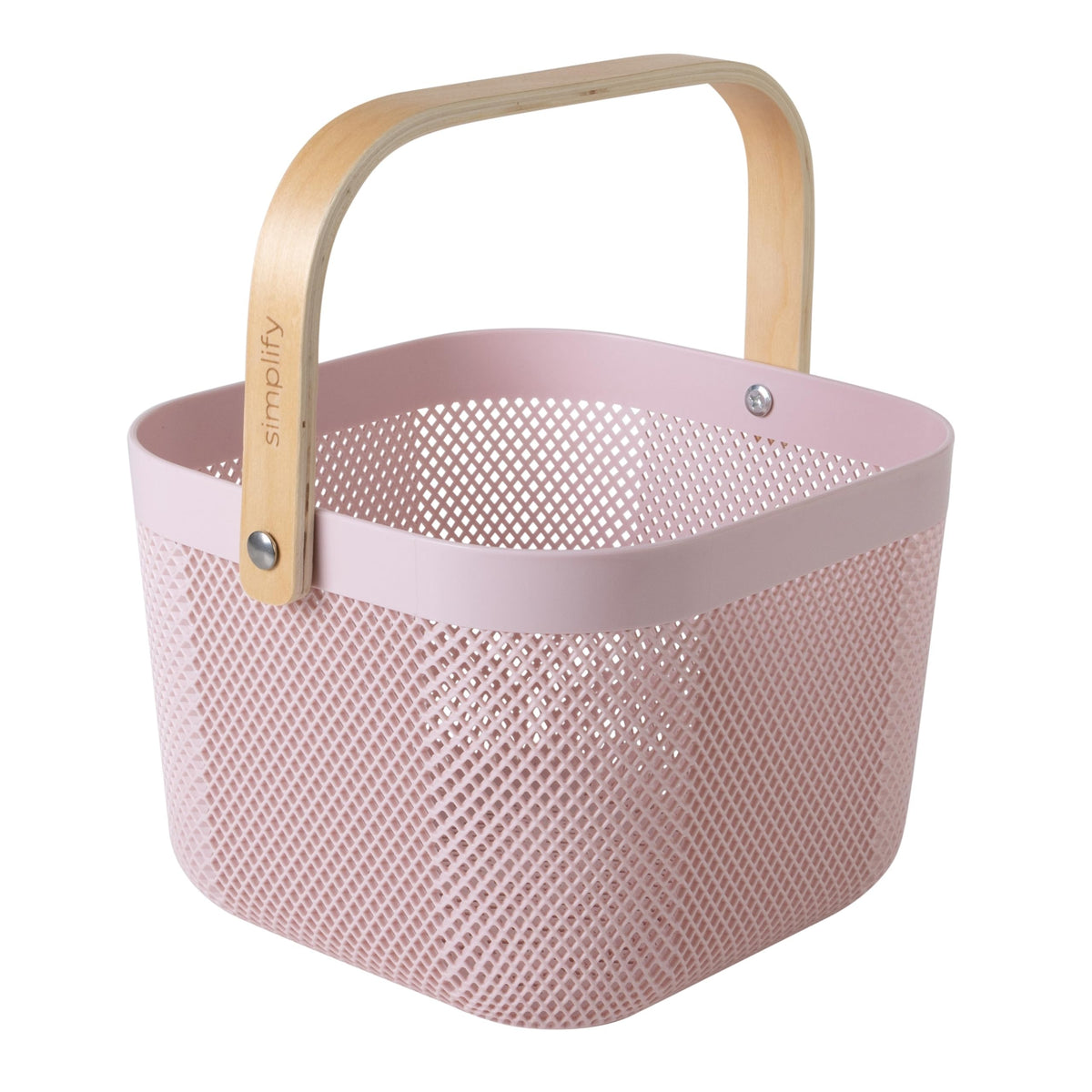 Small Mesh Storage Basket with Wooden Handle C652
