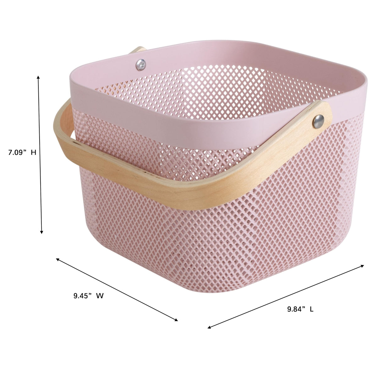Small Mesh Storage Basket with Wooden Handle C652