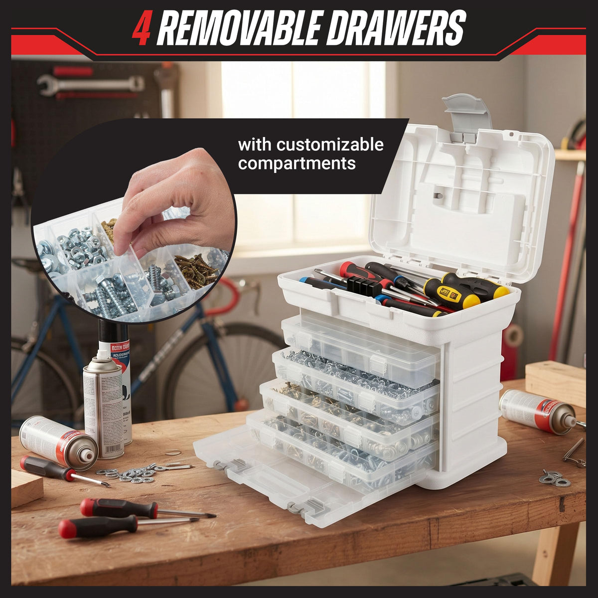 Portable Tool Box Small Parts Organizer with Drawers H92711