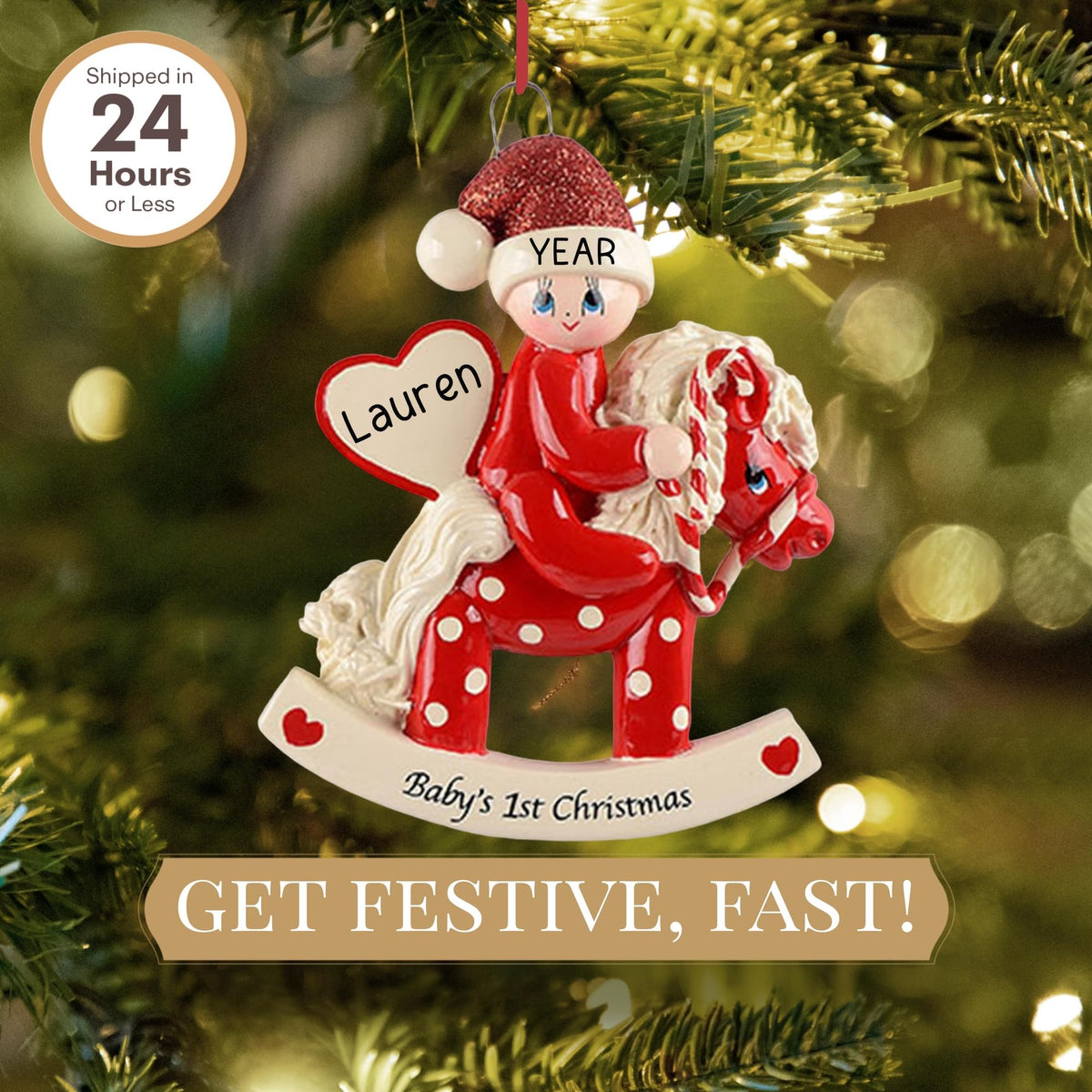 Baby's First Christmas Ornament 2026 Red Horse E371