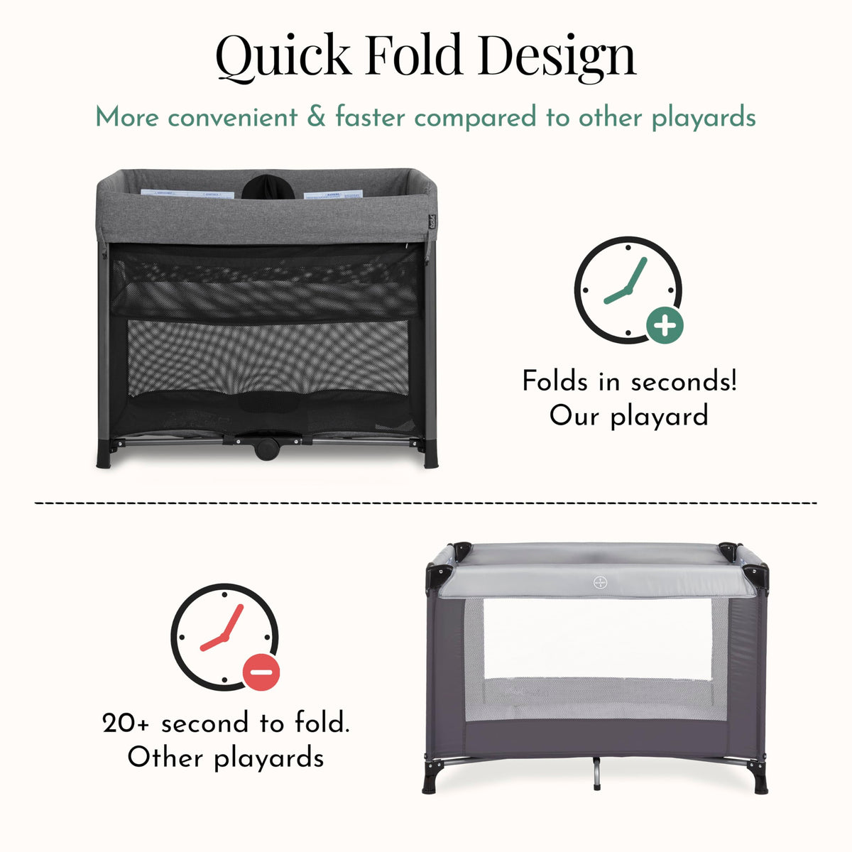 Portable Playard with Instant Fold and Bassinet, Grey T866