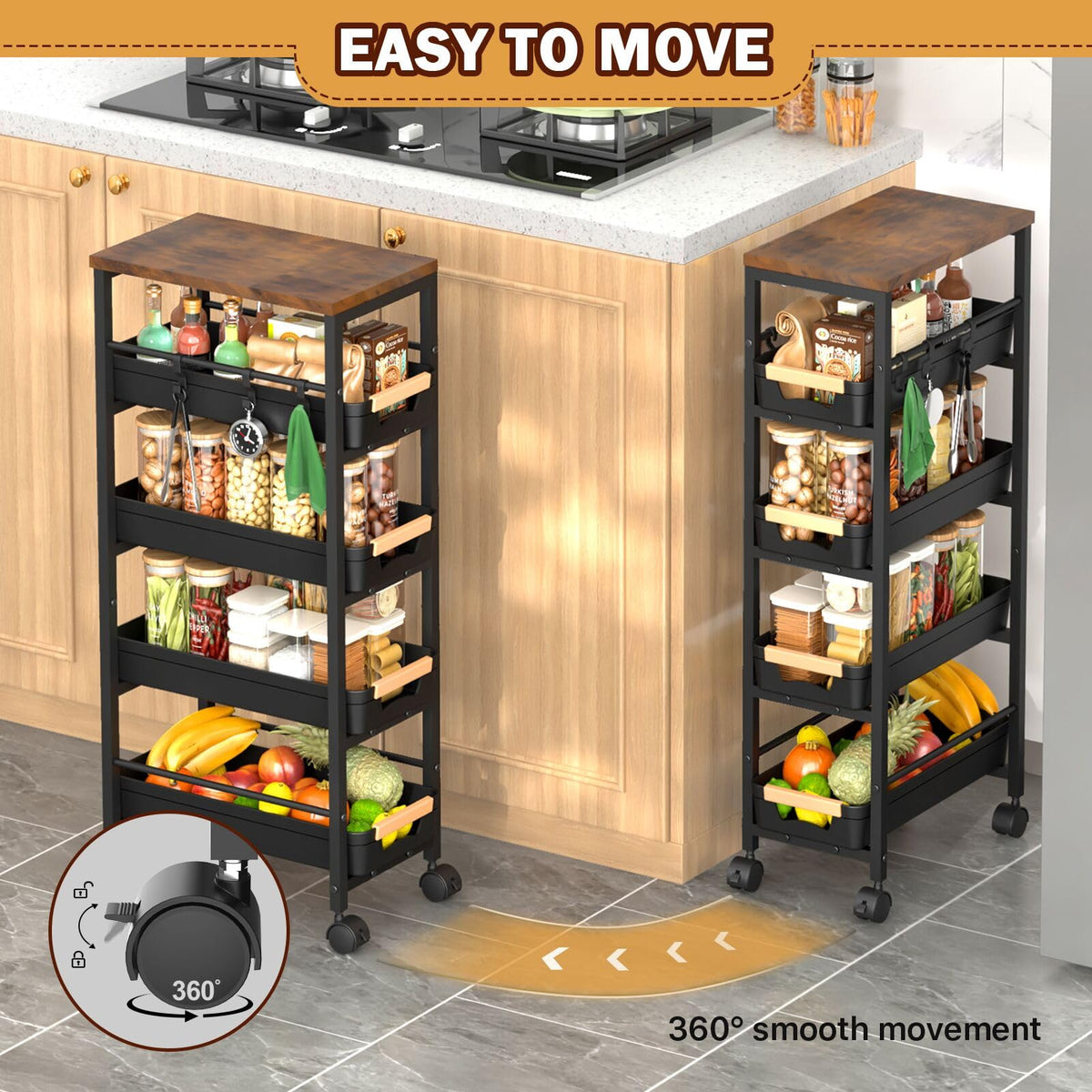 Slim Storage Cart with Wheels T5895
