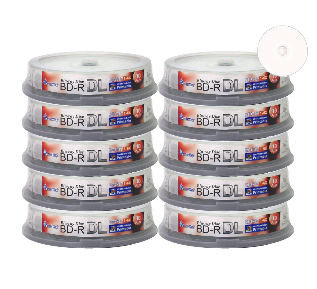 100-disc 50gb 6X Bd-r Dl White Inkjet Hub Printable Blank Disc E822