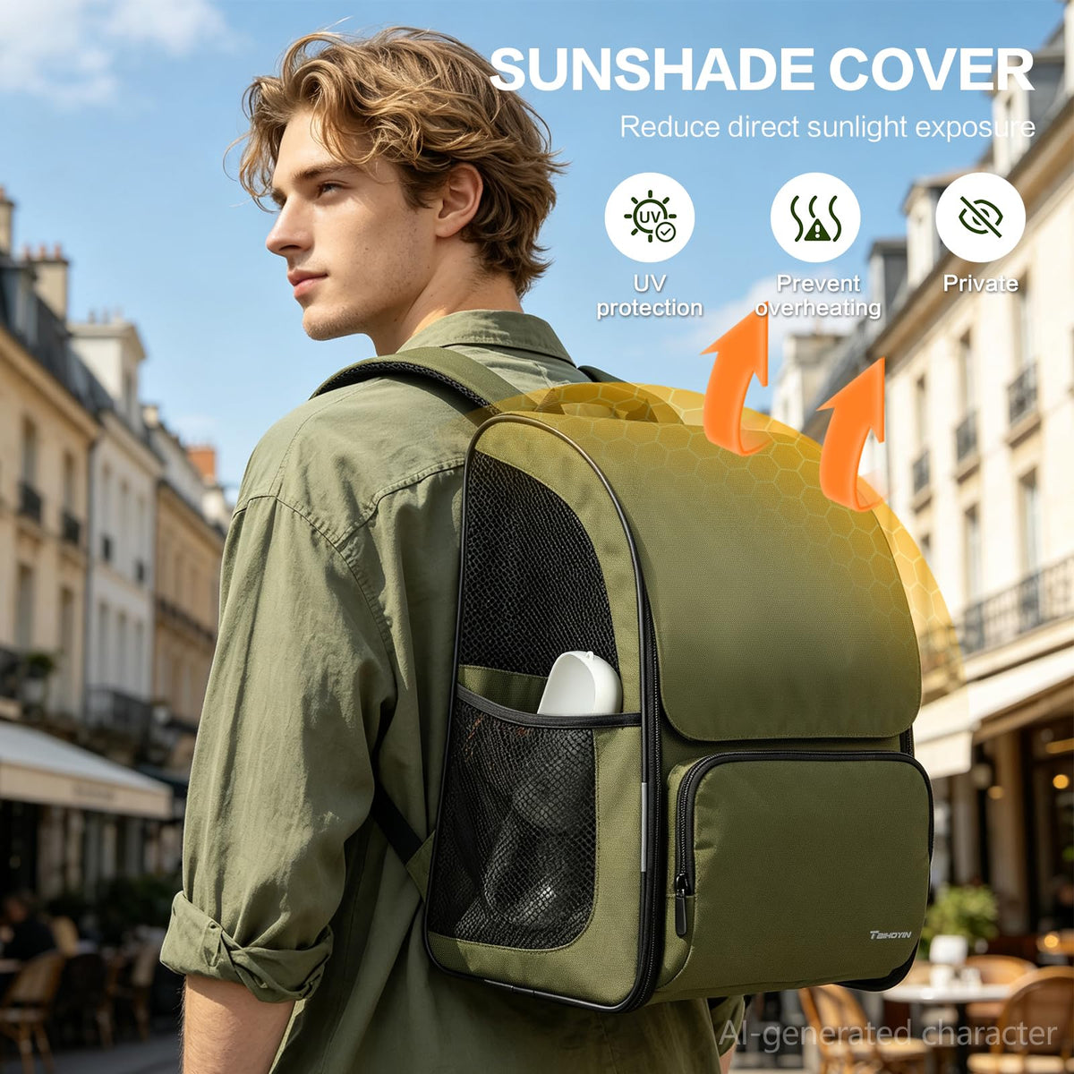 Green Expandable Cat Backpack Carrier X9379