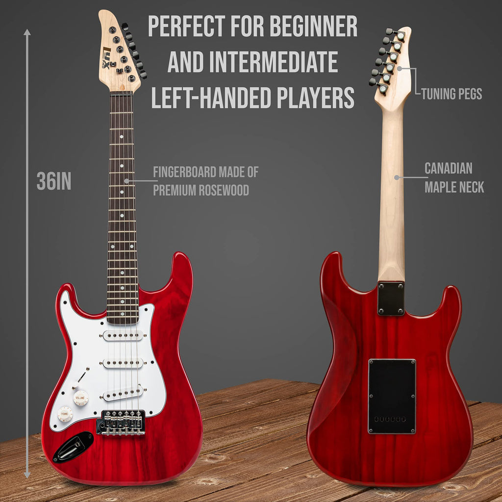 Left Hand 36 Inch 3/4 Size Electric Guitar Kit Red C777021