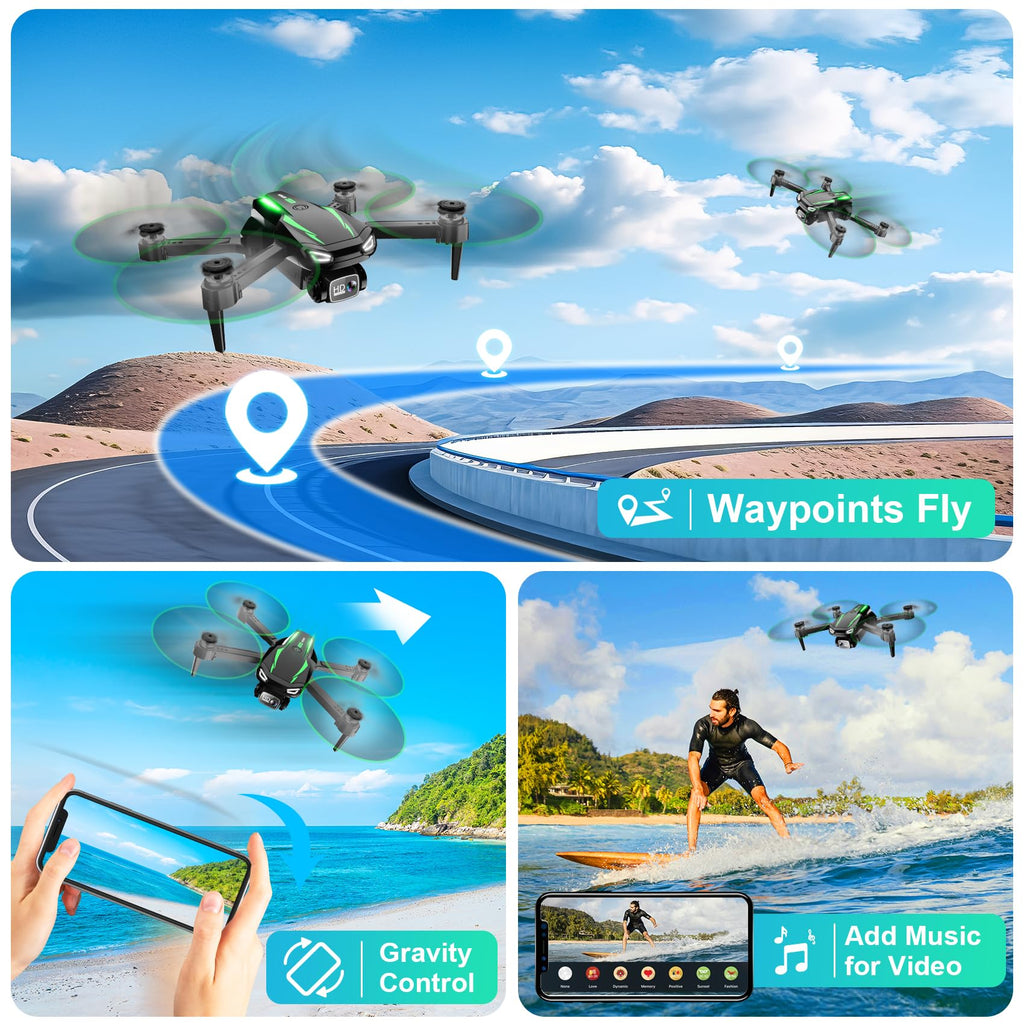 Foldable Mini Drone with 1080P Camera, 2 Batteries J110