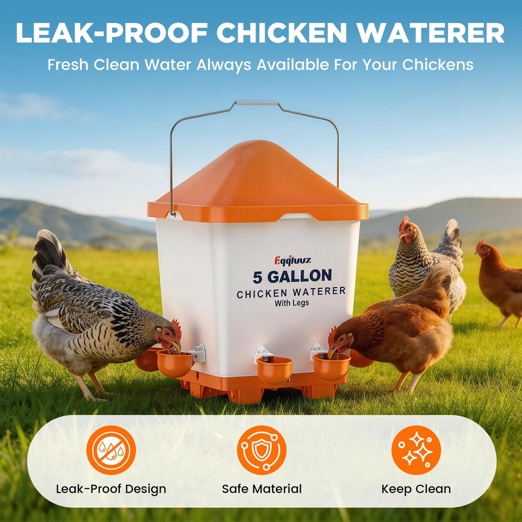 5 Gallons Chicken Waterer Bucket with Cups and Adjustable Legs C12668