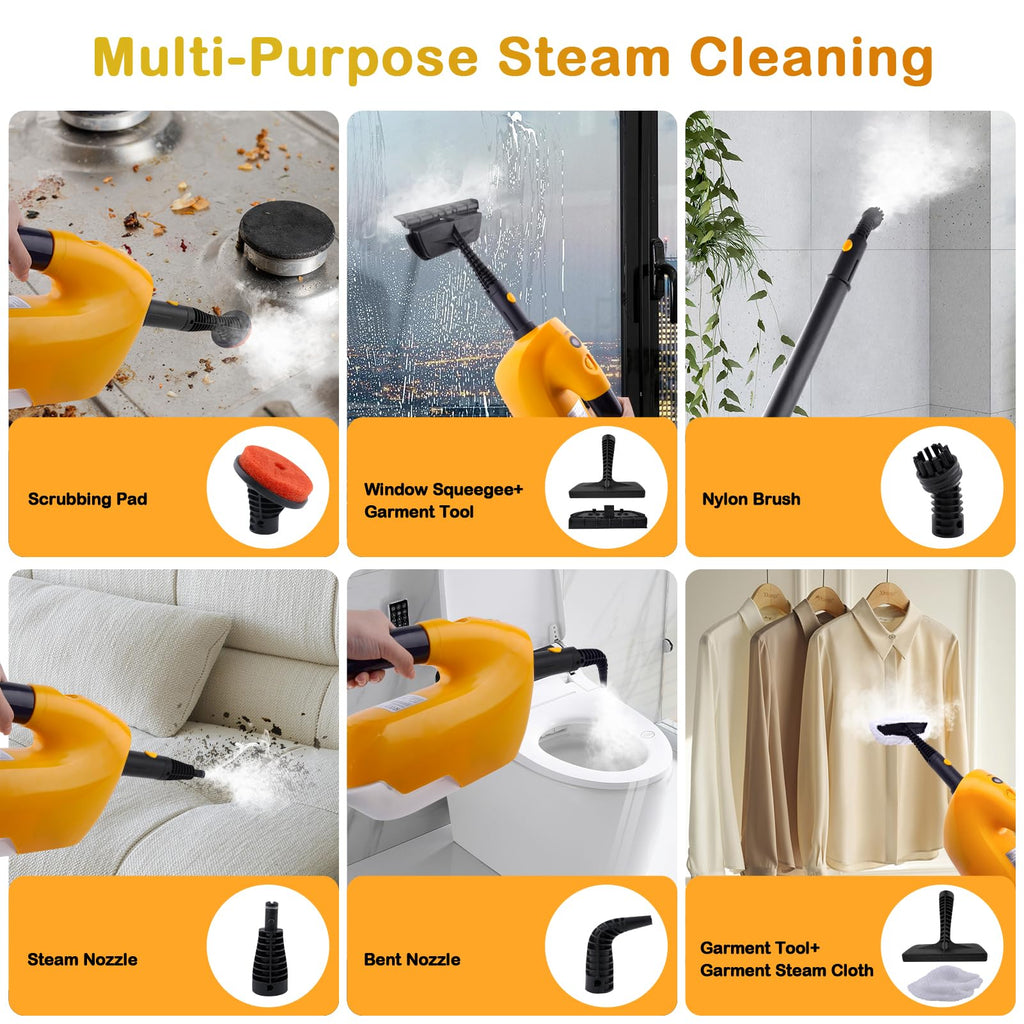 Steam Mop with 23FT Cord, 12OZ Removable Tank F358