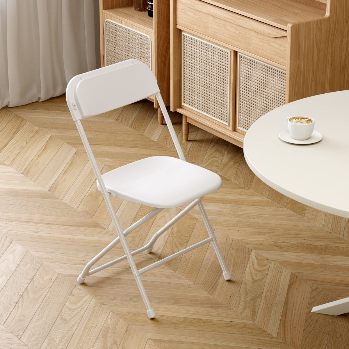 6 Pack White Plastic Folding Chair with Steel Frame K525