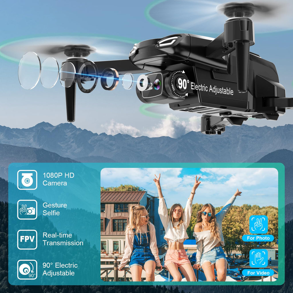 Foldable Mini Drone with 1080P Camera, 2 Batteries J110
