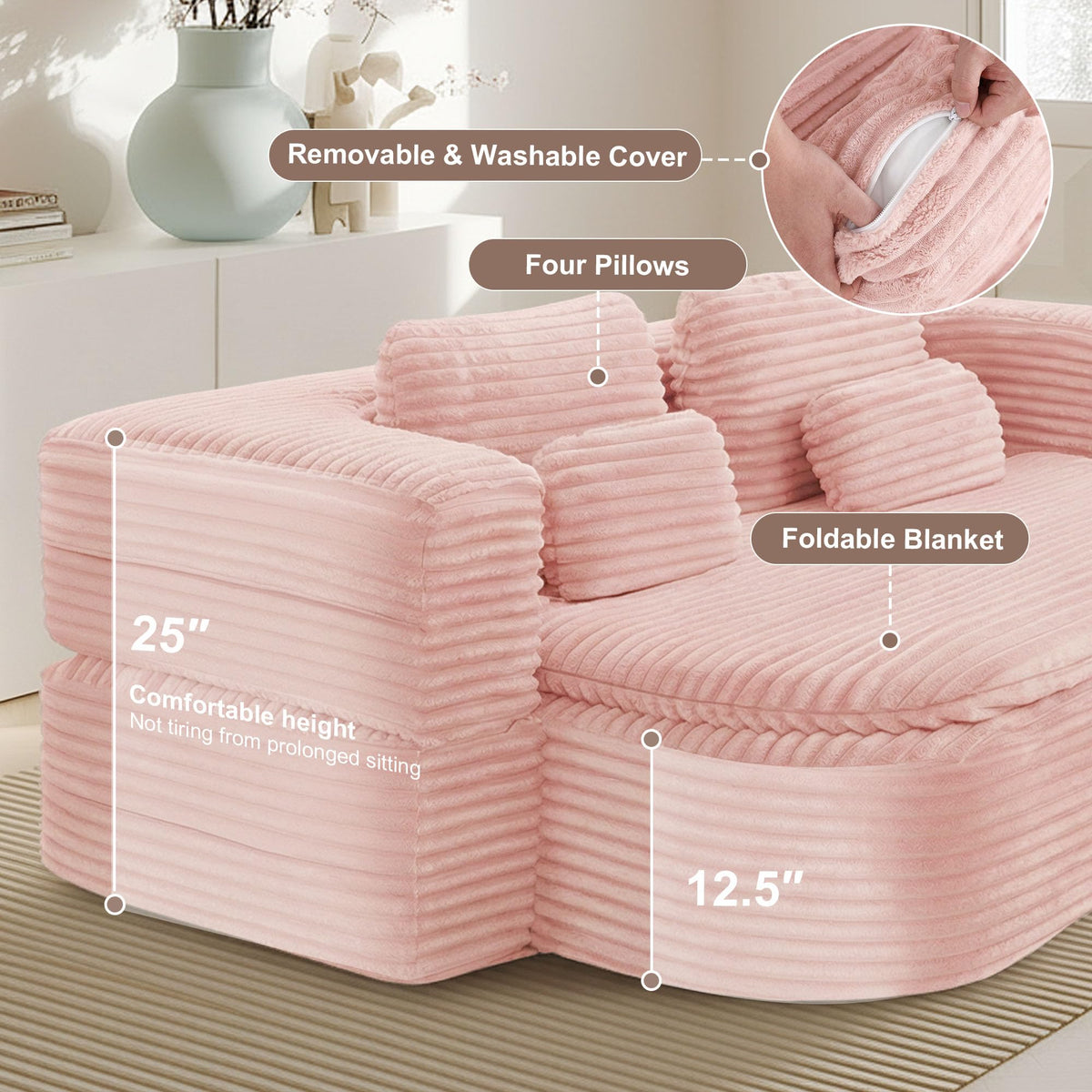 75'' Folding Sleeper Sofa Bed L807