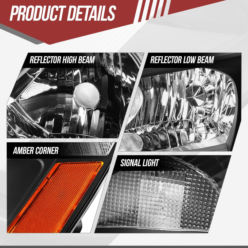 Black Housing Amber Corner Headlight Assembly Set R732550