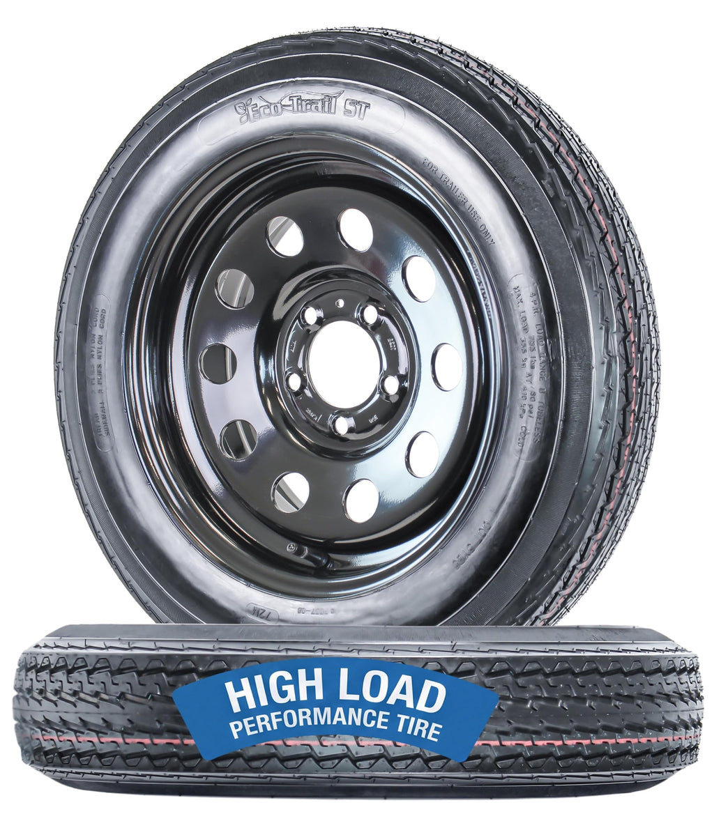 2-Pack Trailer Tire Rim Assembly 4.80-12 5 Lug Black V3535