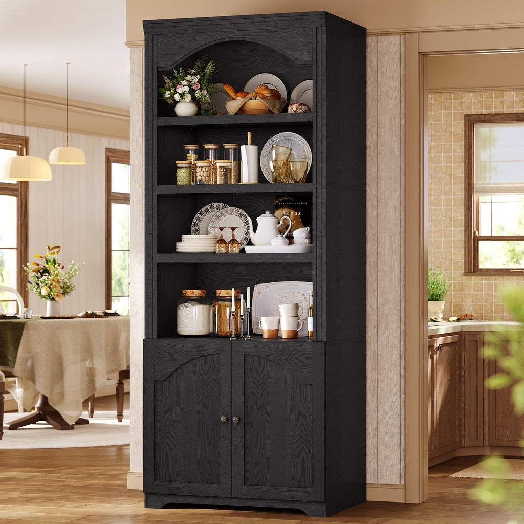 81"x31.4" Arched Bookcase with Adjustable Shelves & Doors I62250