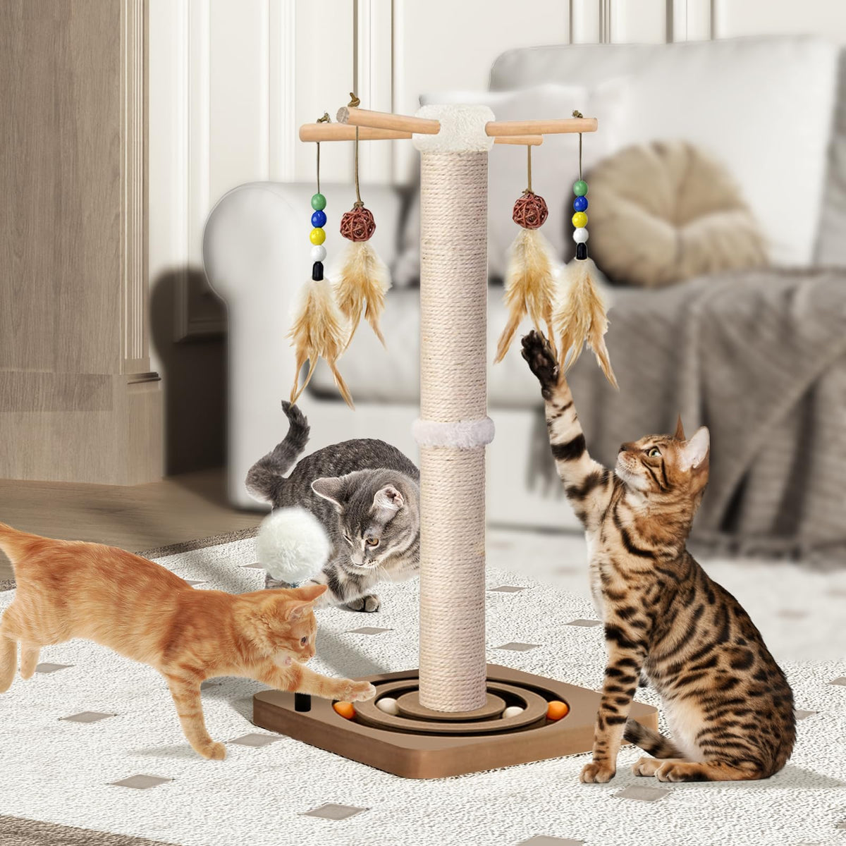 Sisal Cat Scratching Post with Toys N4085