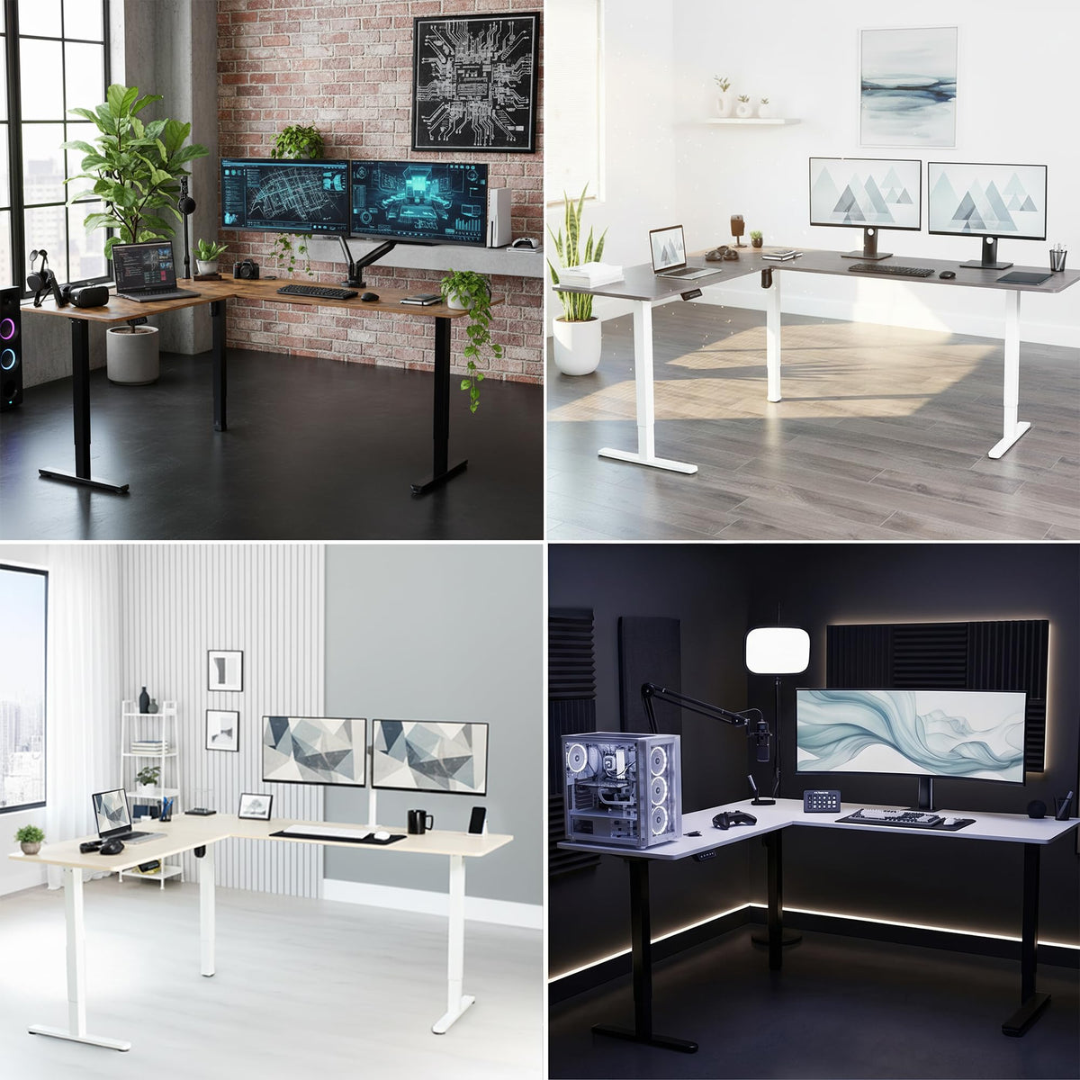 Black 75 x 63 in Corner Standing Desk P27235