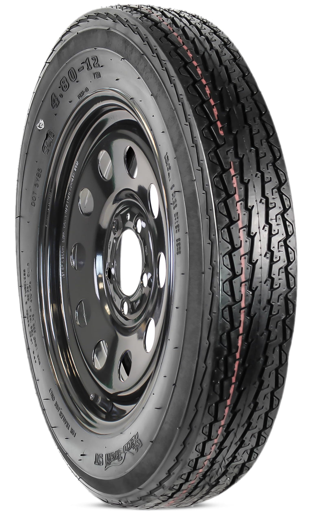 2-Pack Trailer Tire Rim Assembly 4.80-12 5 Lug Black V3535