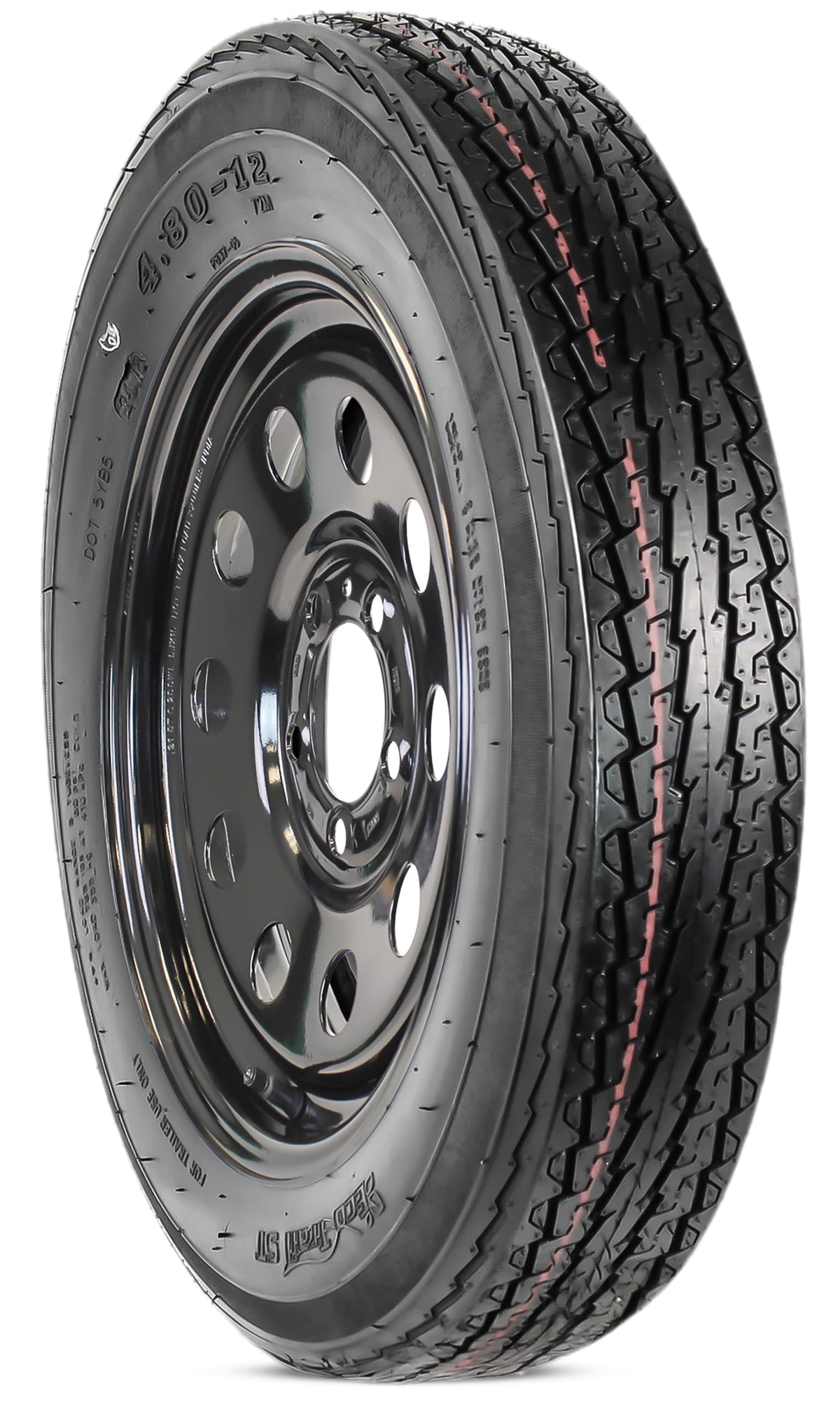 2-Pack Trailer Tire Rim Assembly 4.80-12 5 Lug Black V3535