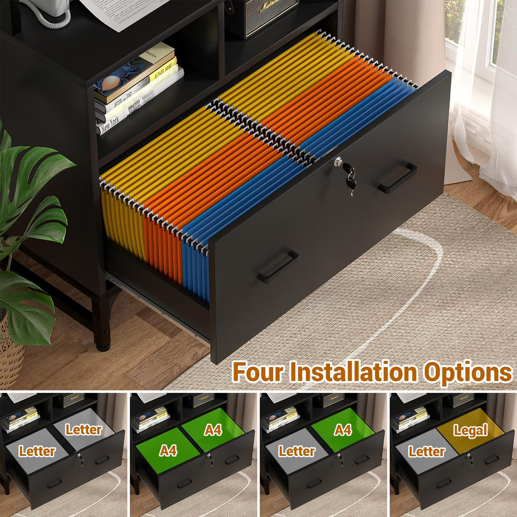 Black File Cabinet with Charging Station M791167