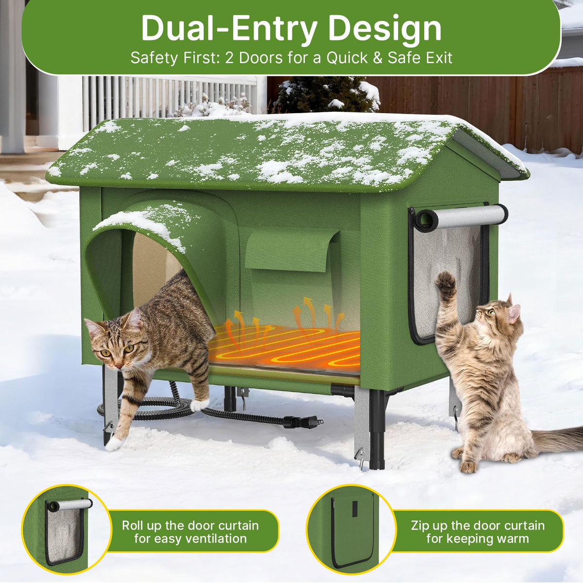 24" Heated Cat House with Escape Door N335721