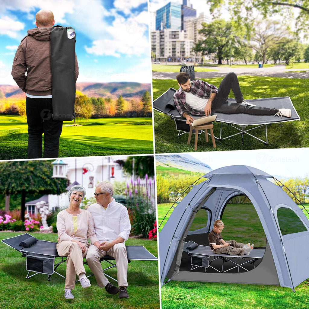 Folding Lightweight Portable Heavy Duty Travel Cot with Large Pocket P773816