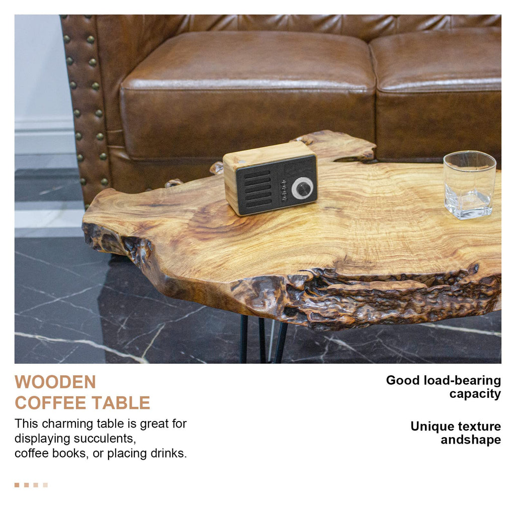 Natural Wood Coffee Table with Metal Hairpin Legs J502772