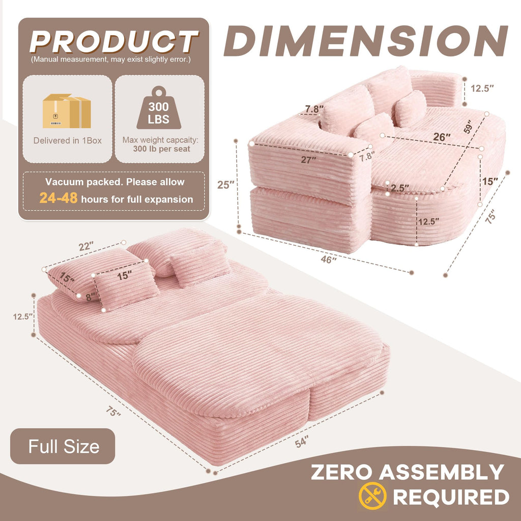 75'' Folding Sleeper Sofa Bed L807