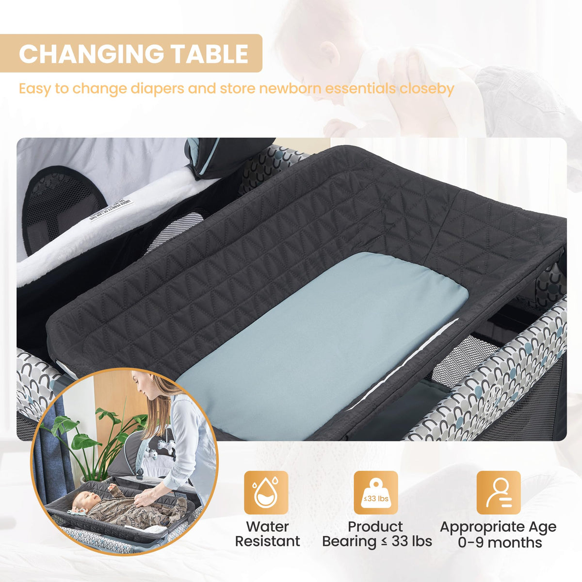 5 in 1 Foldable Baby Crib Playpen Y6106