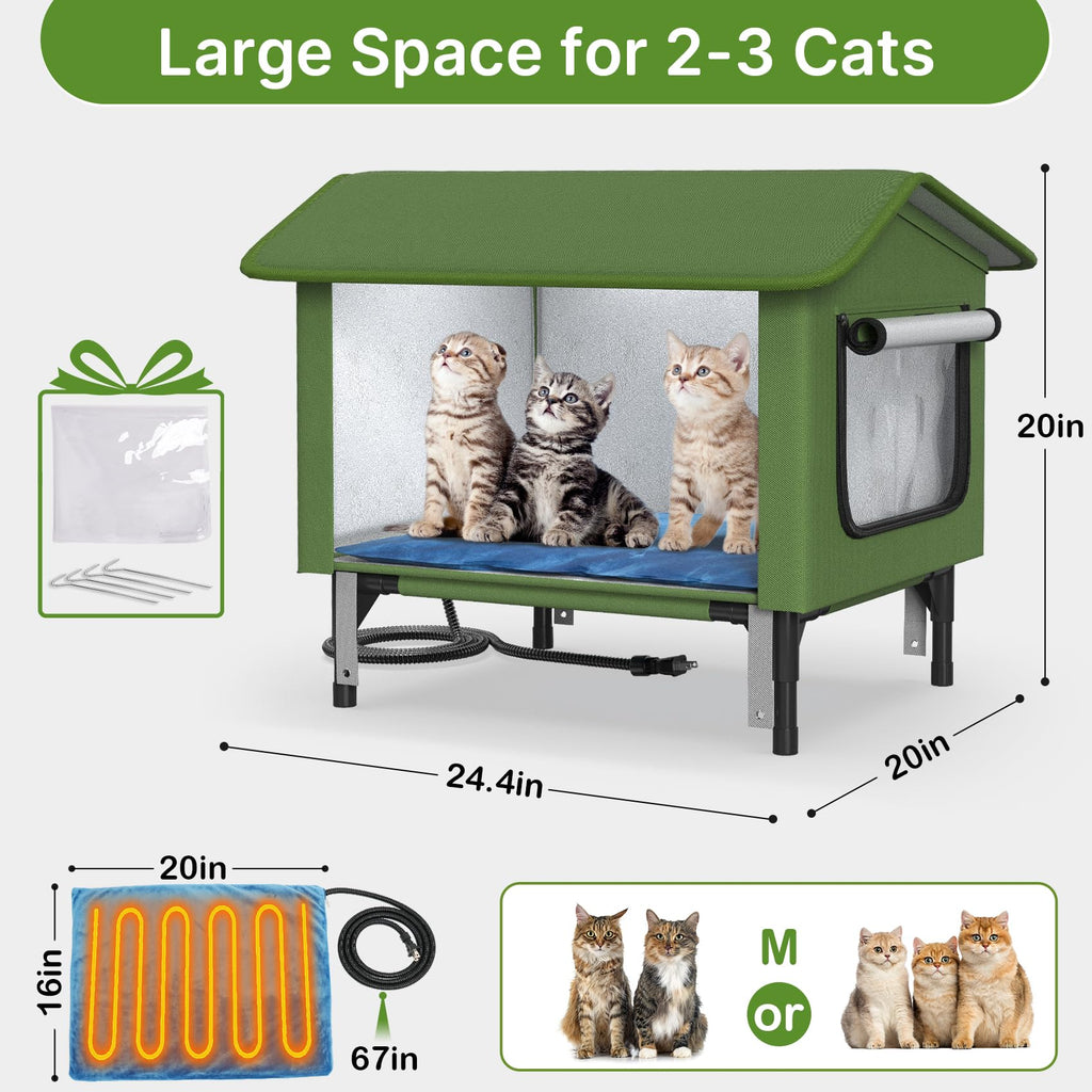 24" Heated Cat House with Escape Door N335721
