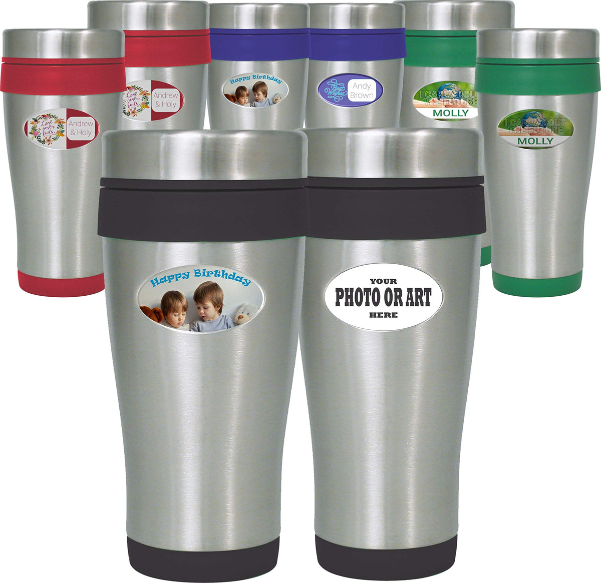 16 oz Stainless Steel Insulated Travel Mugs with Lid C34577