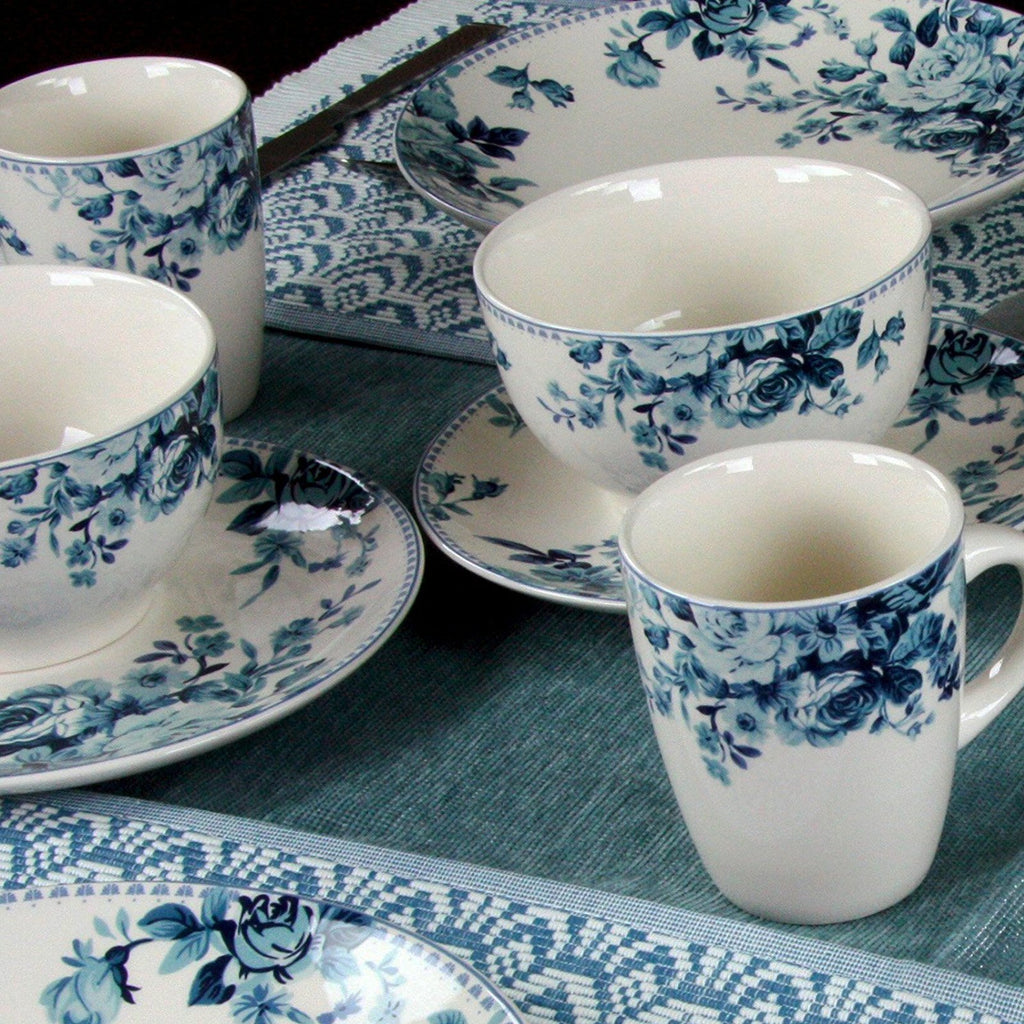 Blue 16 Piece Stoneware Dinnerware Set J11802