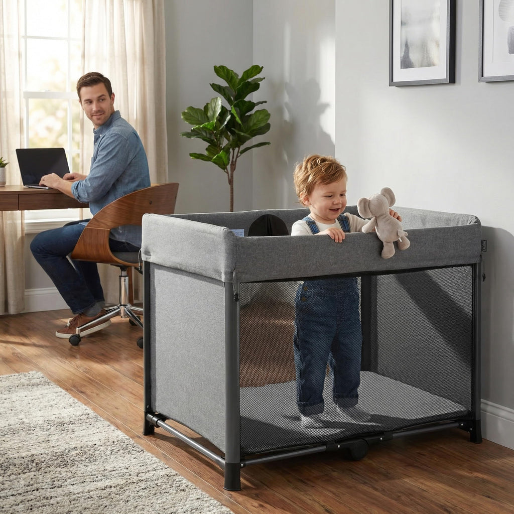 Portable Playard with Instant Fold and Bassinet, Grey T866