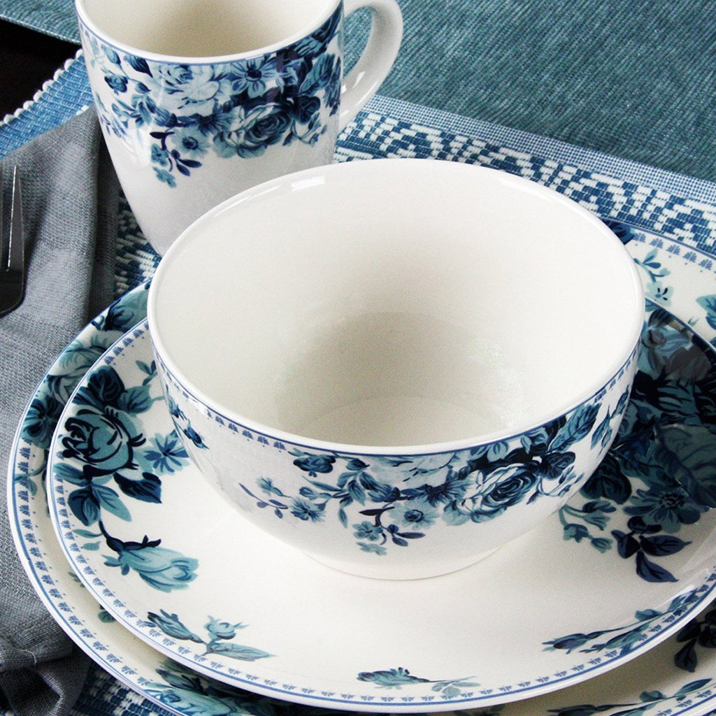Blue 16 Piece Stoneware Dinnerware Set J11802