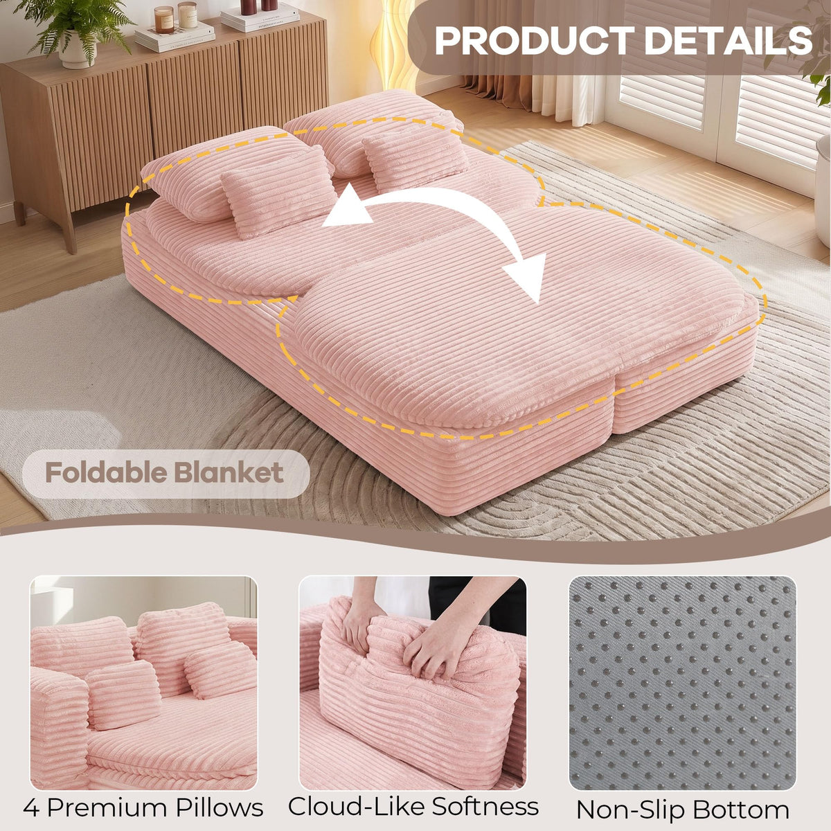 75'' Folding Sleeper Sofa Bed L807
