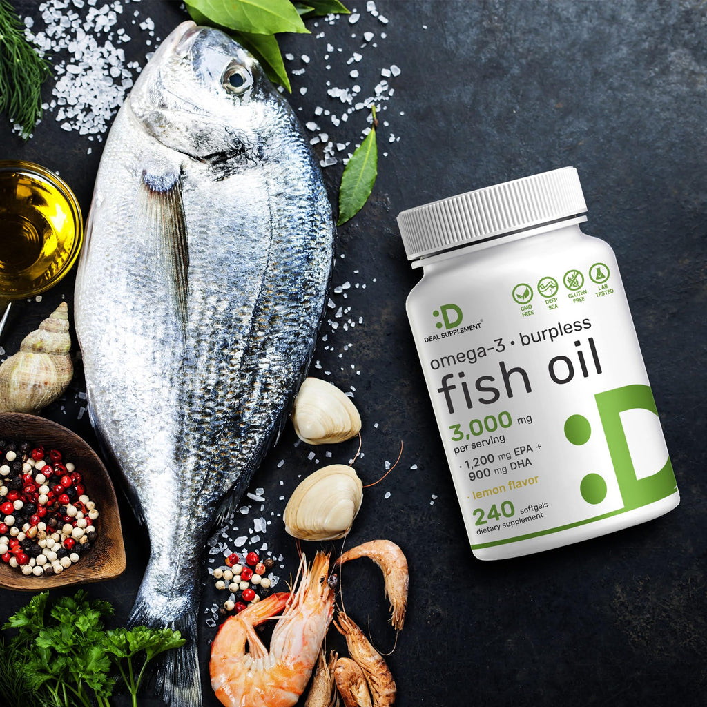 Omega 3 Fish Oil 3,000mg 240 Softgels EPA DHA Lemon Flavored N36537