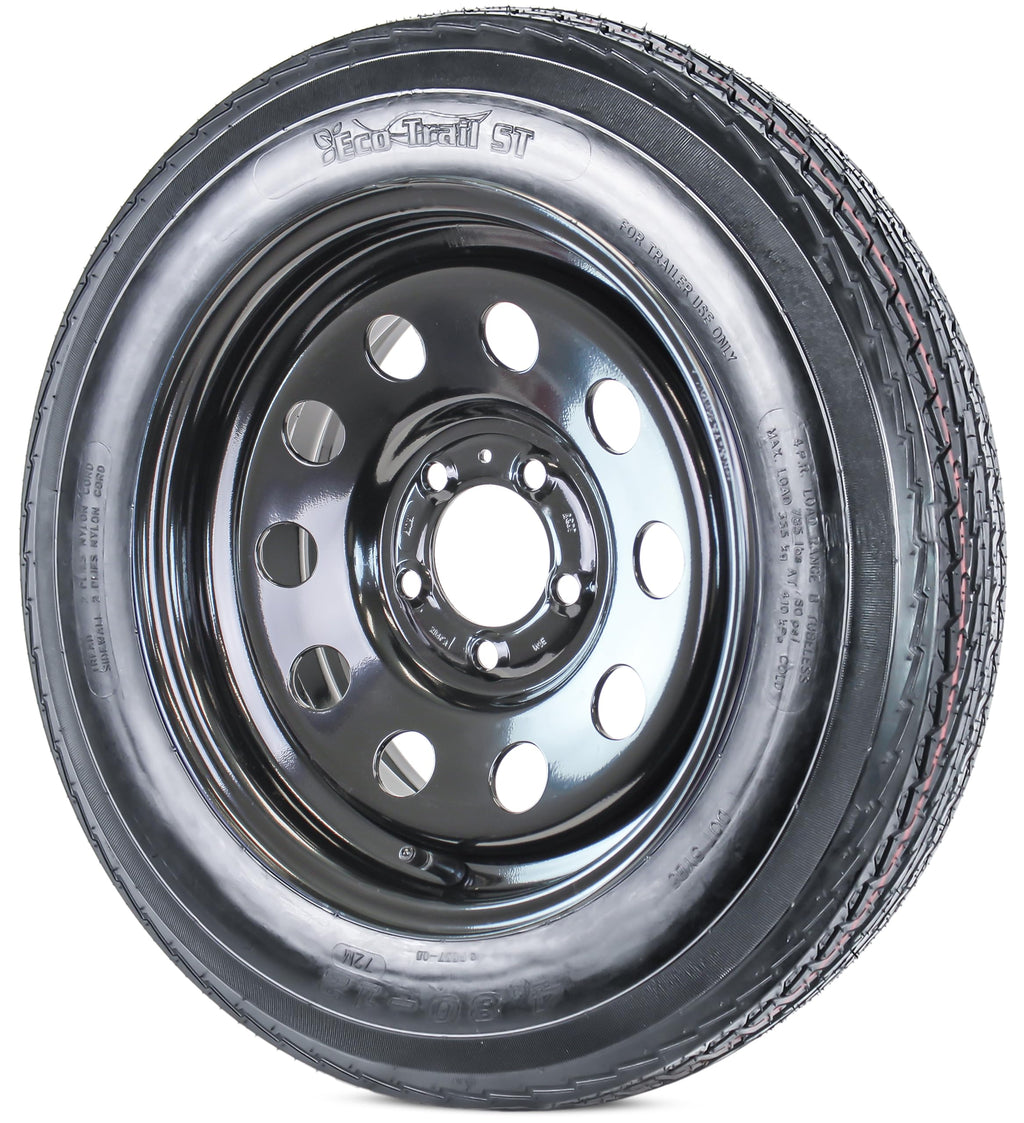 2-Pack Trailer Tire Rim Assembly 4.80-12 5 Lug Black V3535